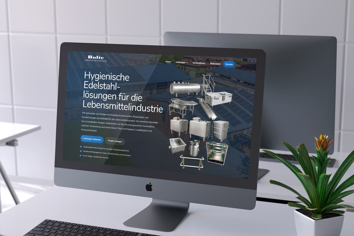 Neue Webseite für die Edelstahlverarbeitung Bolte GmbH aus Hemmelte