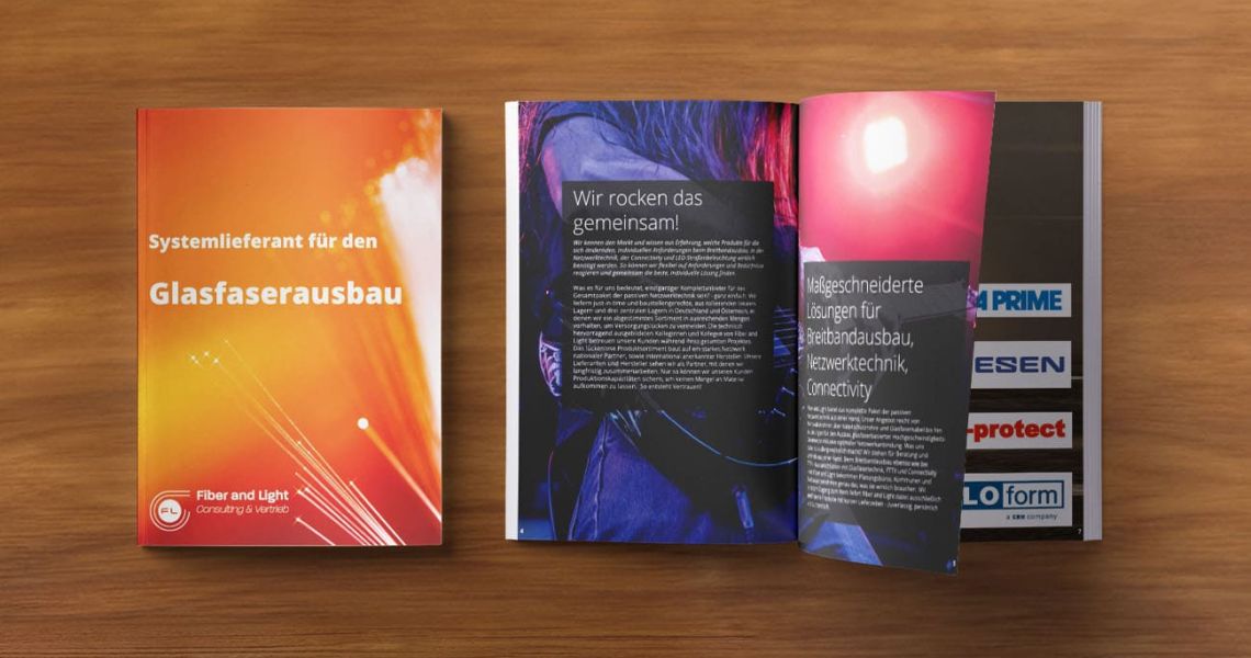 Rockige Broschüre für Fiber & Light
